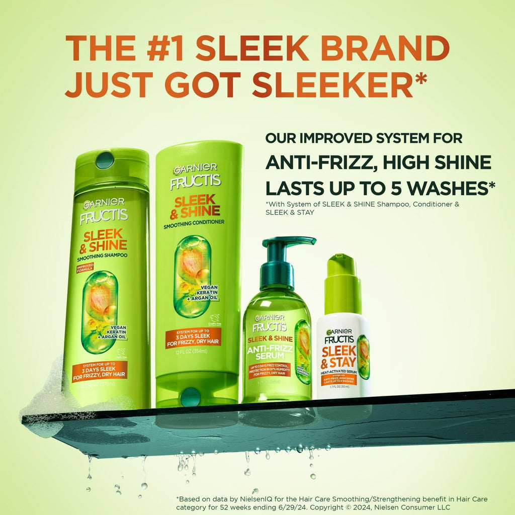Garnier Fructis Sleek and Shine Fortifying Shampoo for Frizzy, Dry Hair, 12.5 fl oz