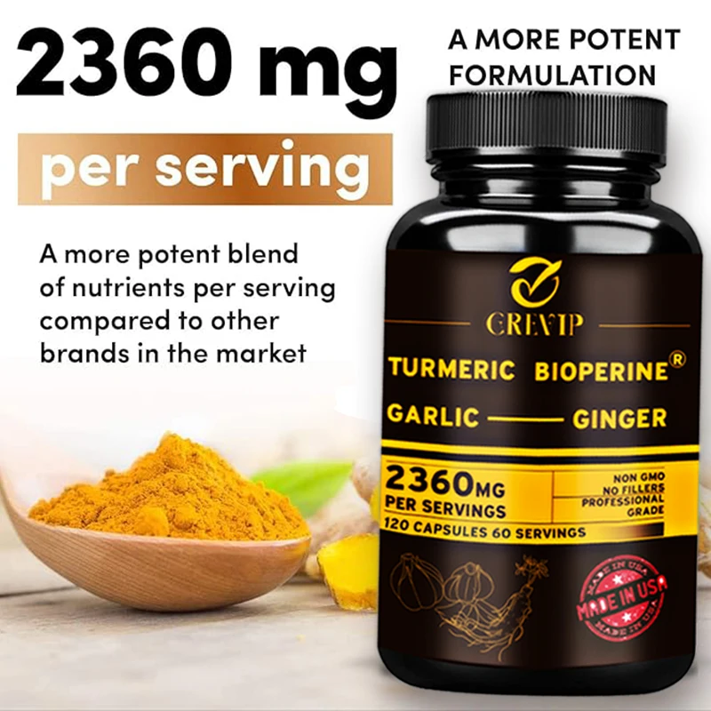 4-in-1 Calcium Supplement for Women and Men – Bone & Heart Health Complex with Vitamin D3, K2, Turmeric, Garlic & Ginger Root – Supports Immunity, Joints & Digestion