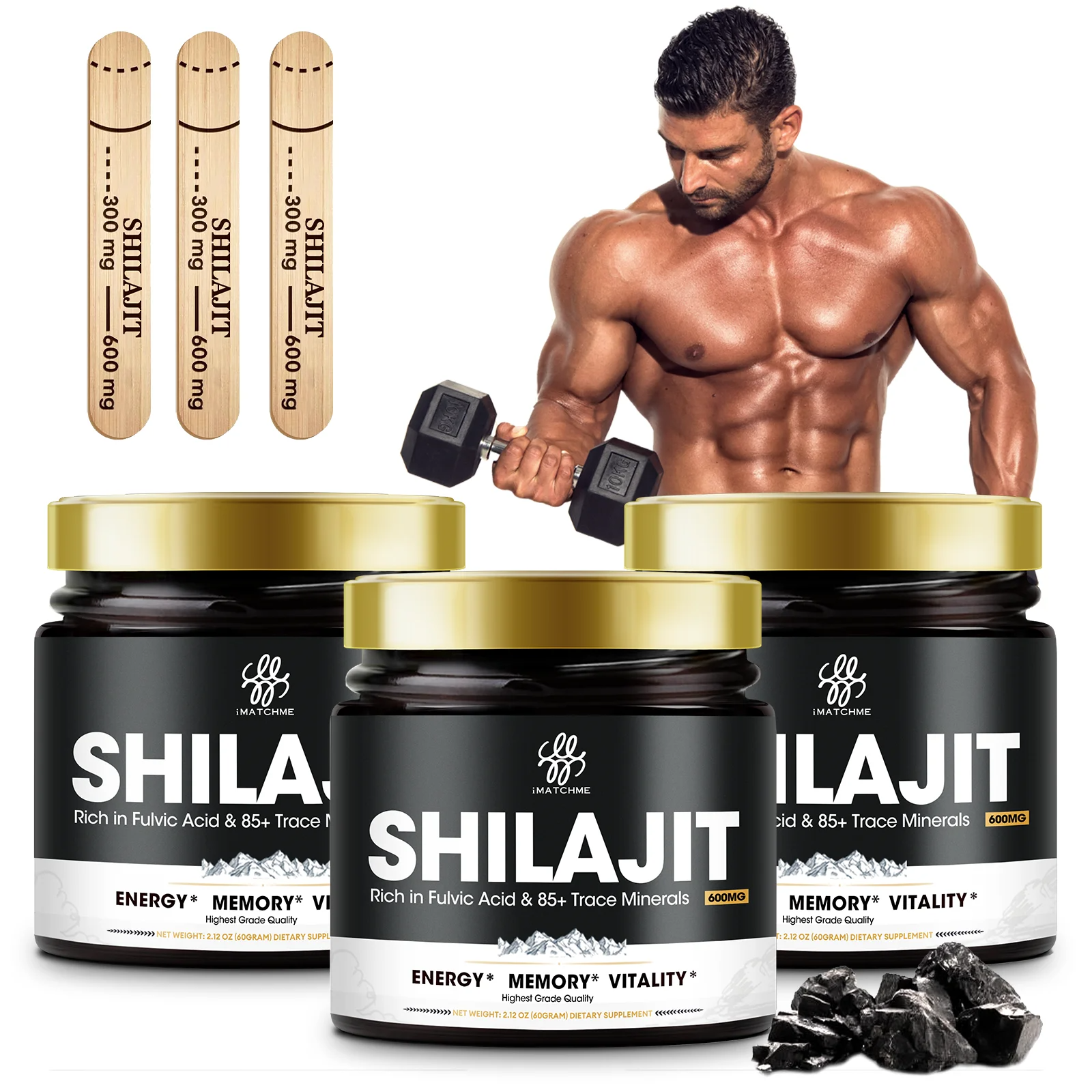 4-in-1 Shilajit Resin Supplement – 85+ Trace Minerals, Fulvic Acid, Energy & Immunity Booster for Men & Women – Himalayan Origin