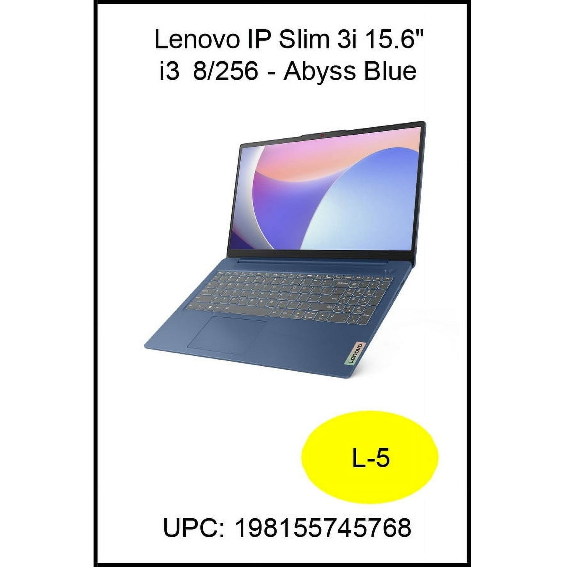 Lenovo IdeaPad Slim 3i 15.6" Laptop, Intel Core i3-N305, 8GB RAM, 256 SSD, Abyss Blue
