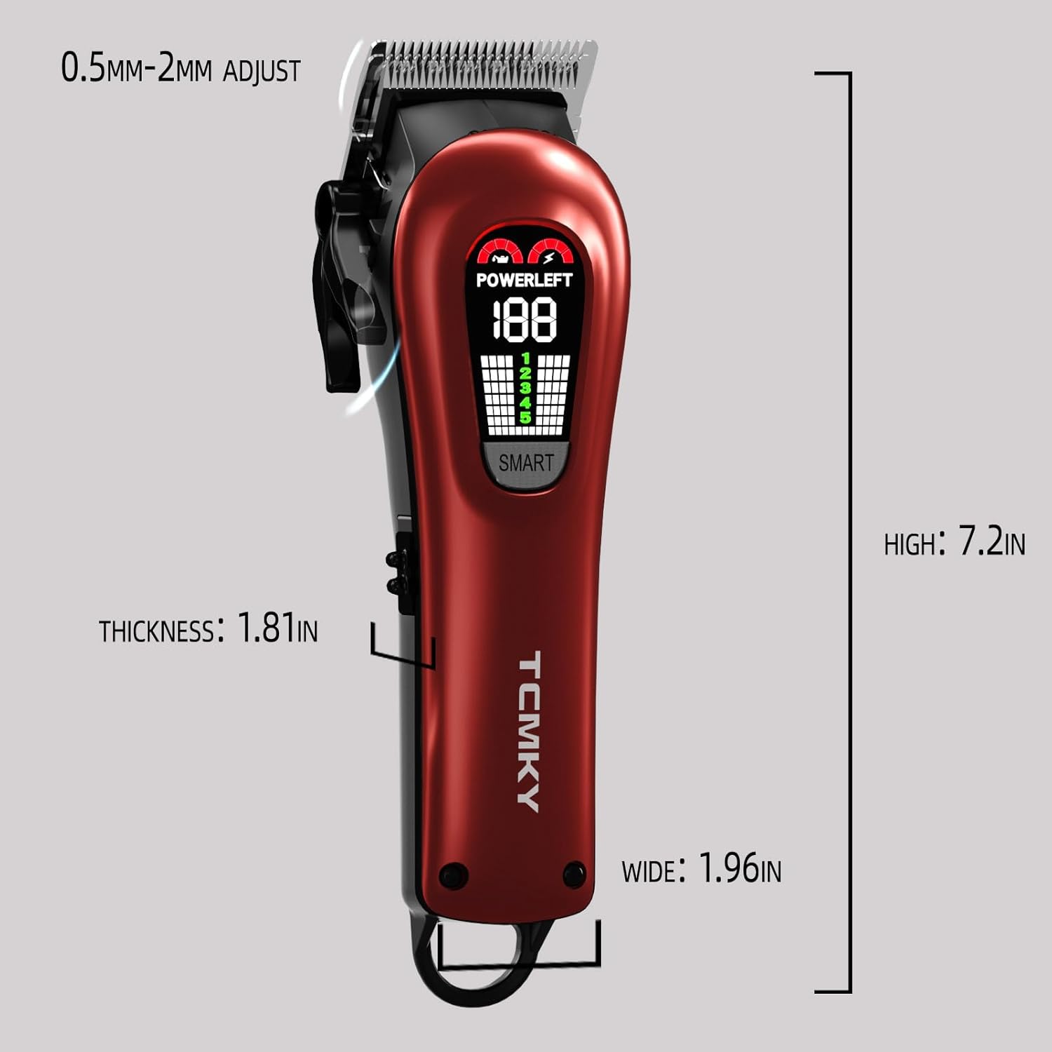 TCMKY Professional Hair Clippers for Men – Cordless/Corded, Rechargeable Trimmer Kit (Red)