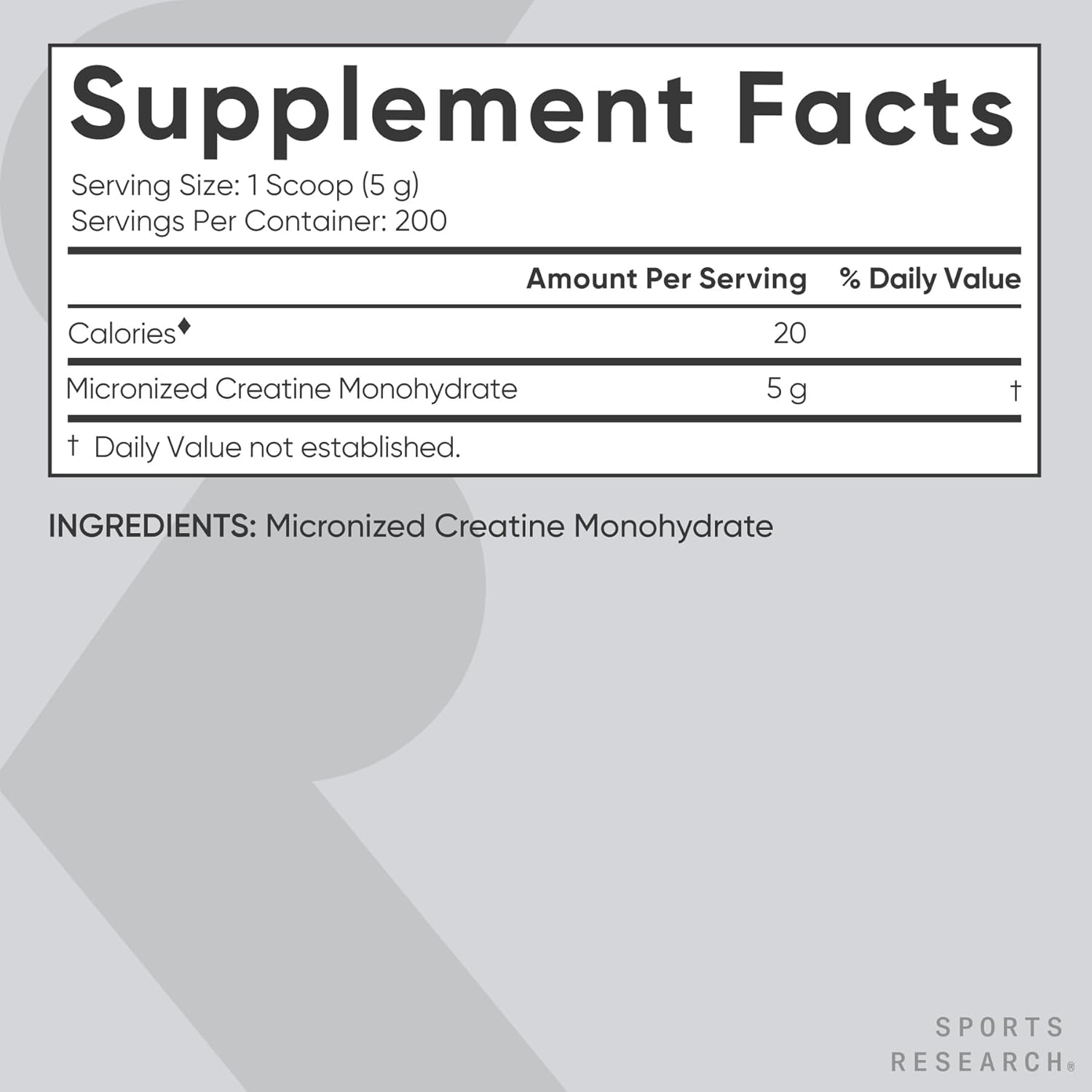 Sports Research Creatine Monohydrate 35oz, 5g Micronized