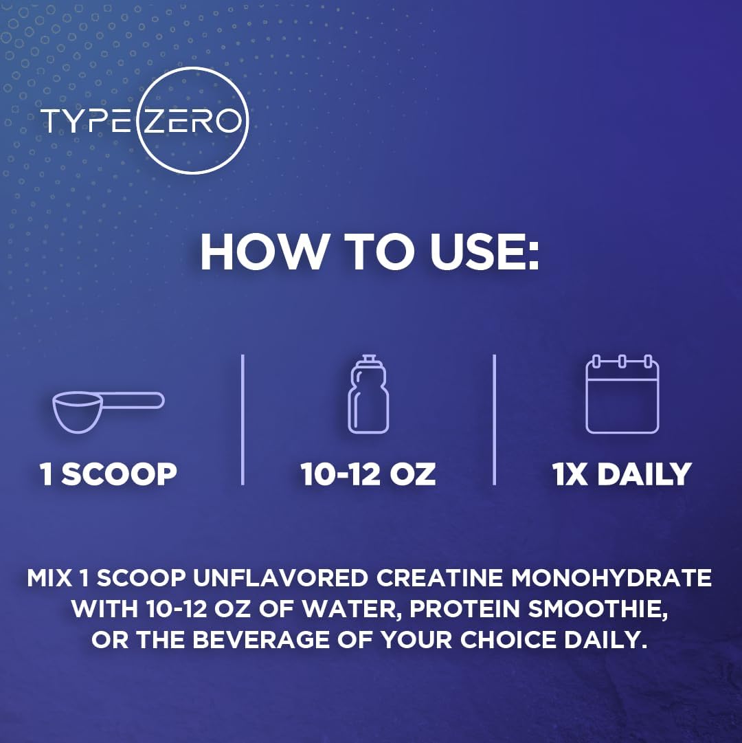 Type Zero Creatine Monohydrate, 500g, Micronized, Unflavored