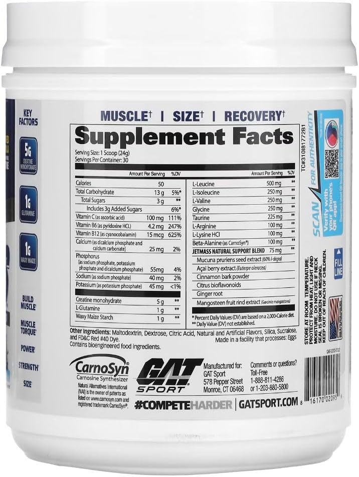 GAT Sport JetMass Creatine Powder, 30 Servings, Tropical Ice