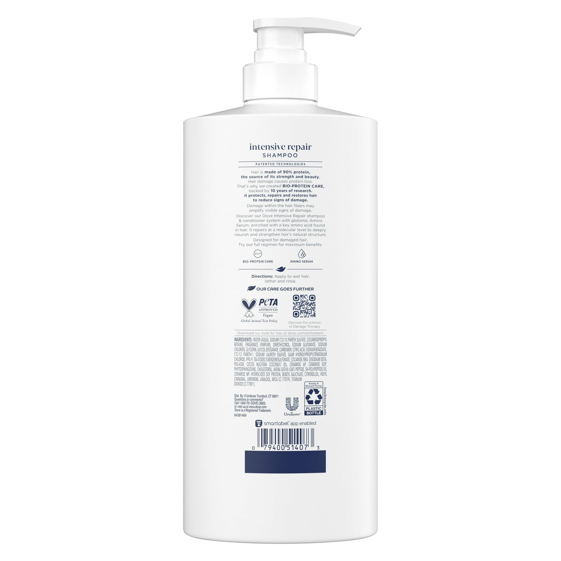 Dove Shampoo for Women Intensive Repair with Bio-Protein Care Technology and Amino Serum, 28 oz