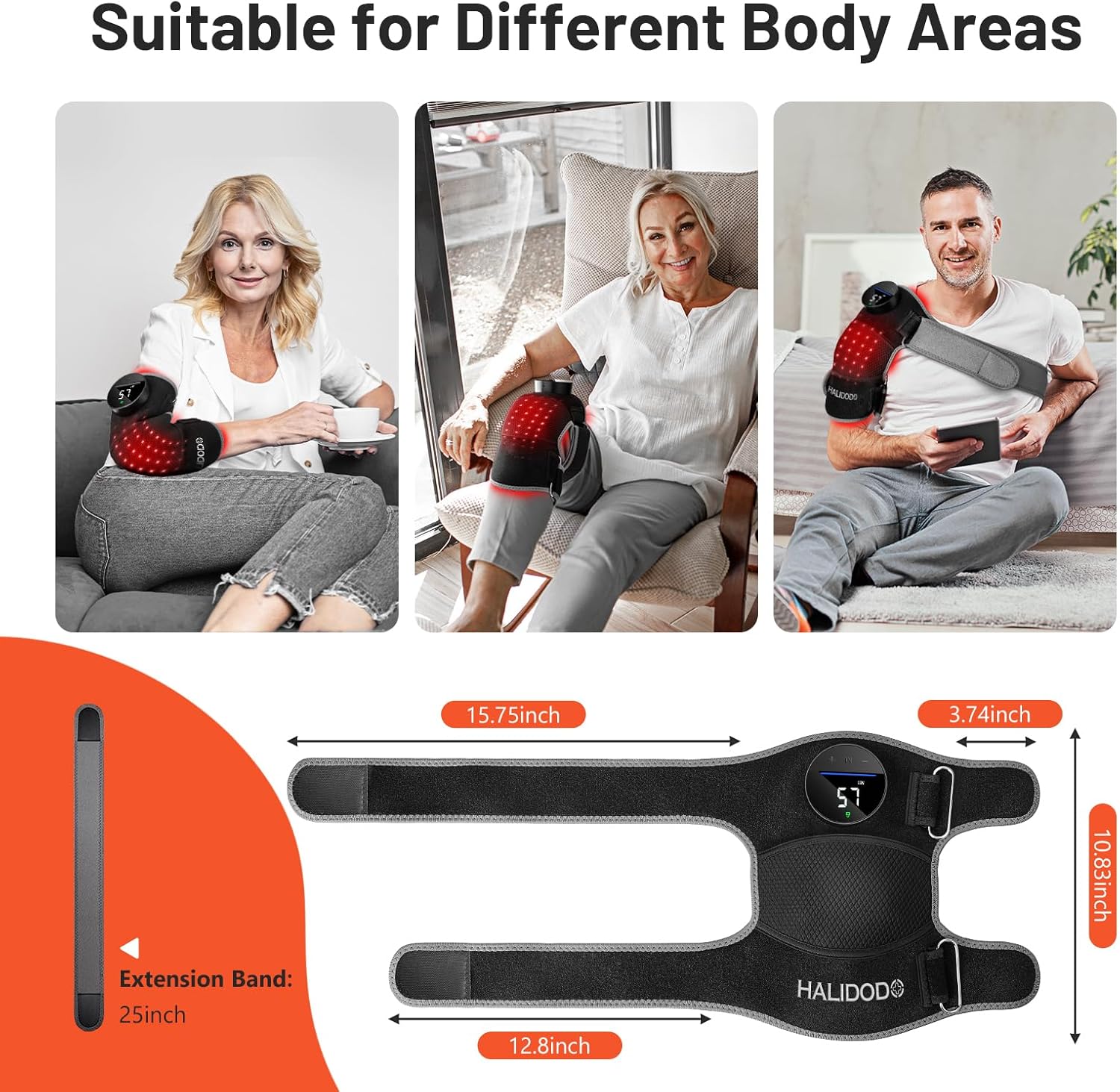 HALIDODO Red Light Therapy Knee Brace, Heated, Wireless, 660nm & 850nm