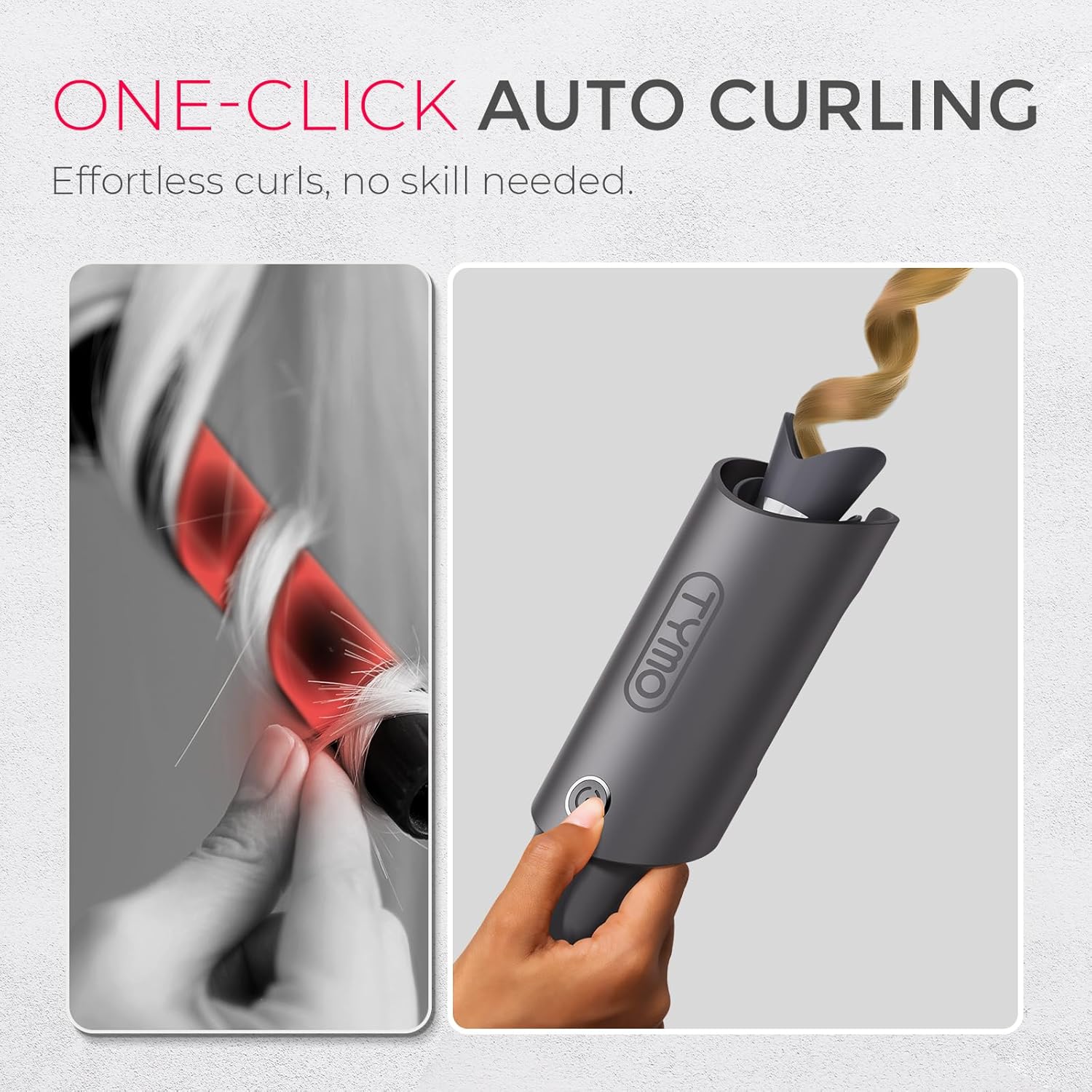 TYMO CurlPRO Auto Curling Iron, 1" Ceramic, Ionic, Dual Voltage