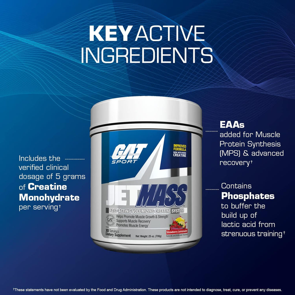 GAT Sport JetMass Creatine Powder, 30 Servings, Tropical Ice