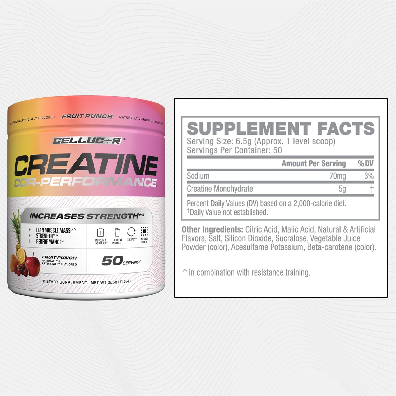 Cellucor Creatine Powder, 50 Fruit Punch Servings, Micronized