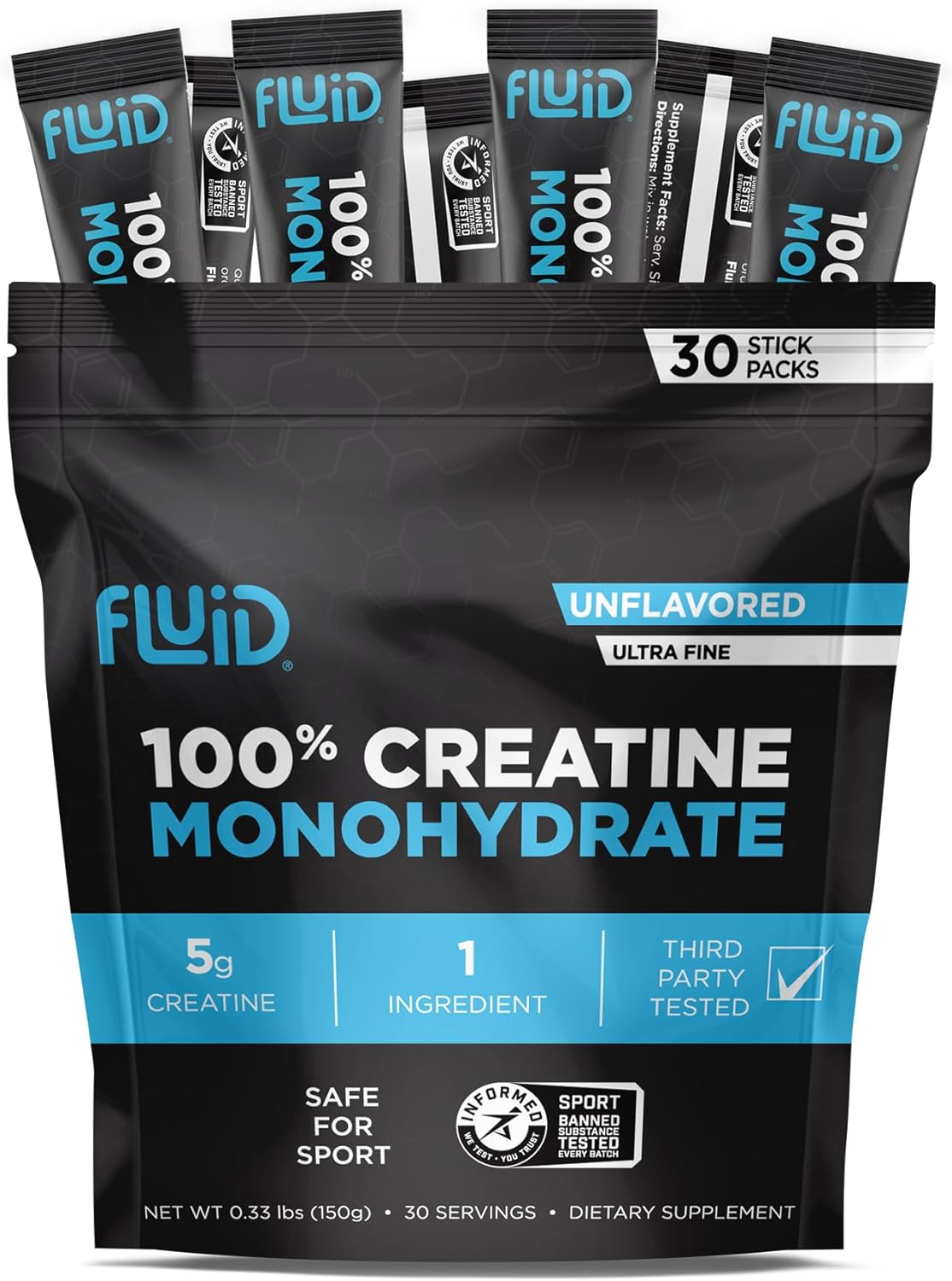 Fluid Creatine Monohydrate 5g, Ultra-Fine, 30 Servings