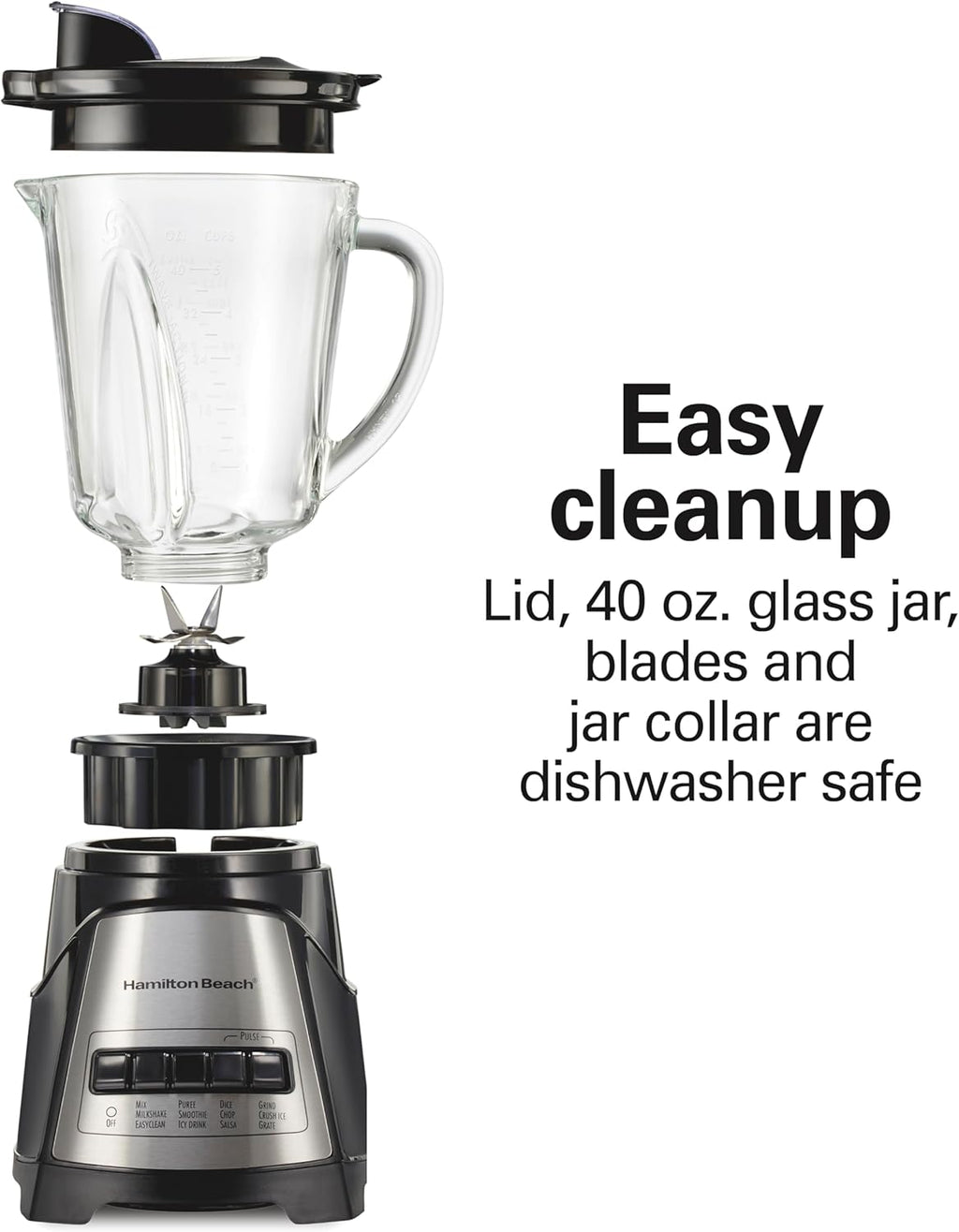 Hamilton Beach Power Elite Blender – 700W, 12 Functions, 40oz Glass Jar (58148A)