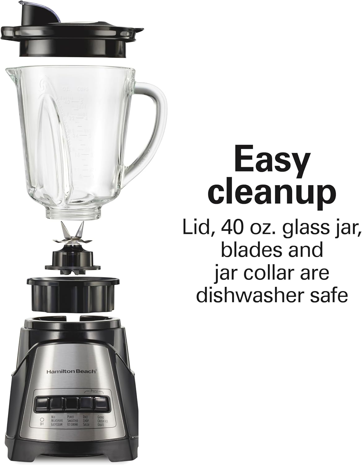 Hamilton Beach Power Elite Blender – 700W, 12 Functions, 40oz Glass Jar (58148A)