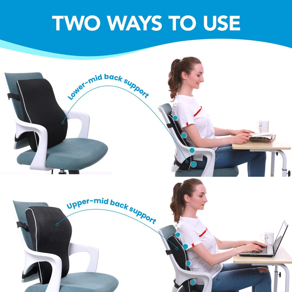 QUTOOL Memory‑Foam Lumbar Support Pillow with Breathable Mesh Cover