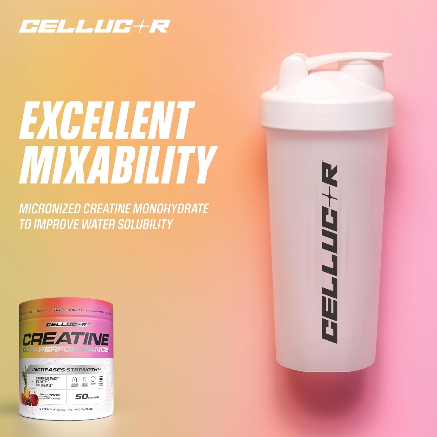 Cellucor Creatine Powder, 50 Fruit Punch Servings, Micronized