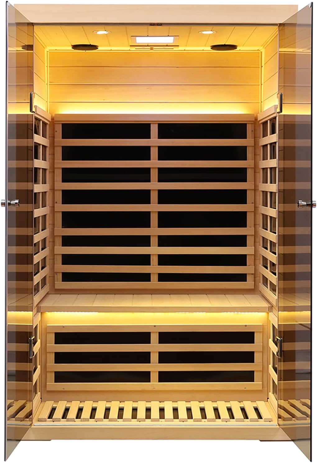 Hemlock 2 Person Low EMF Far Infrared Sauna, Home Indoor Sauna, Luxury Tempered Glass Doors