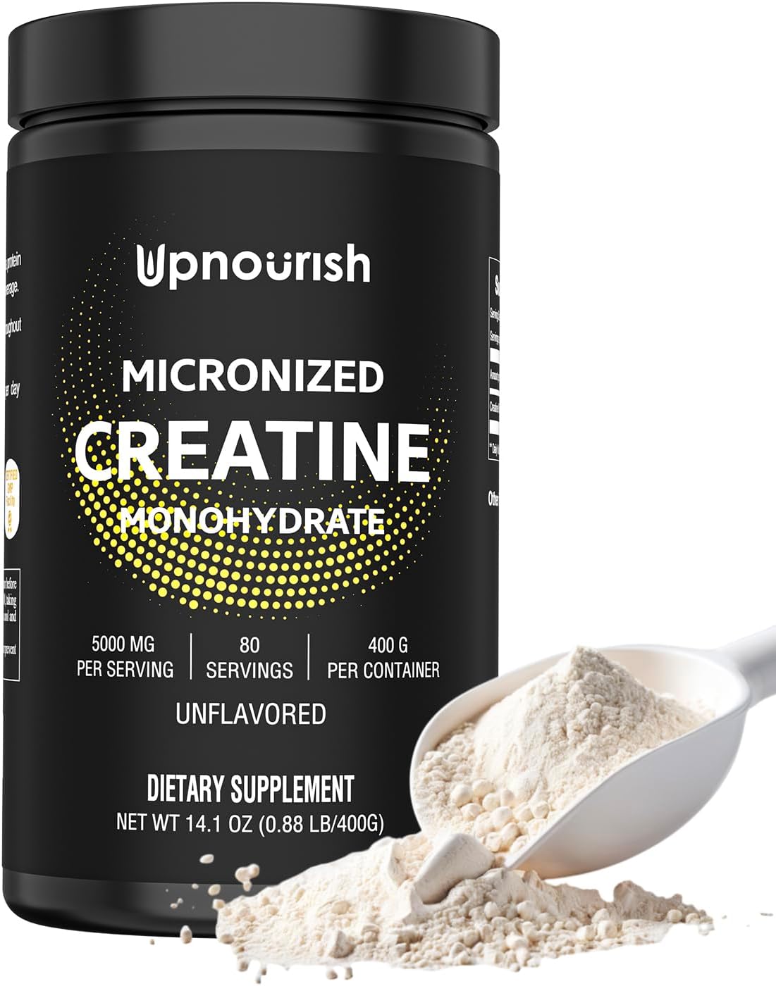 UpNourish Creatine Monohydrate 400g, Micronized, Unflavored