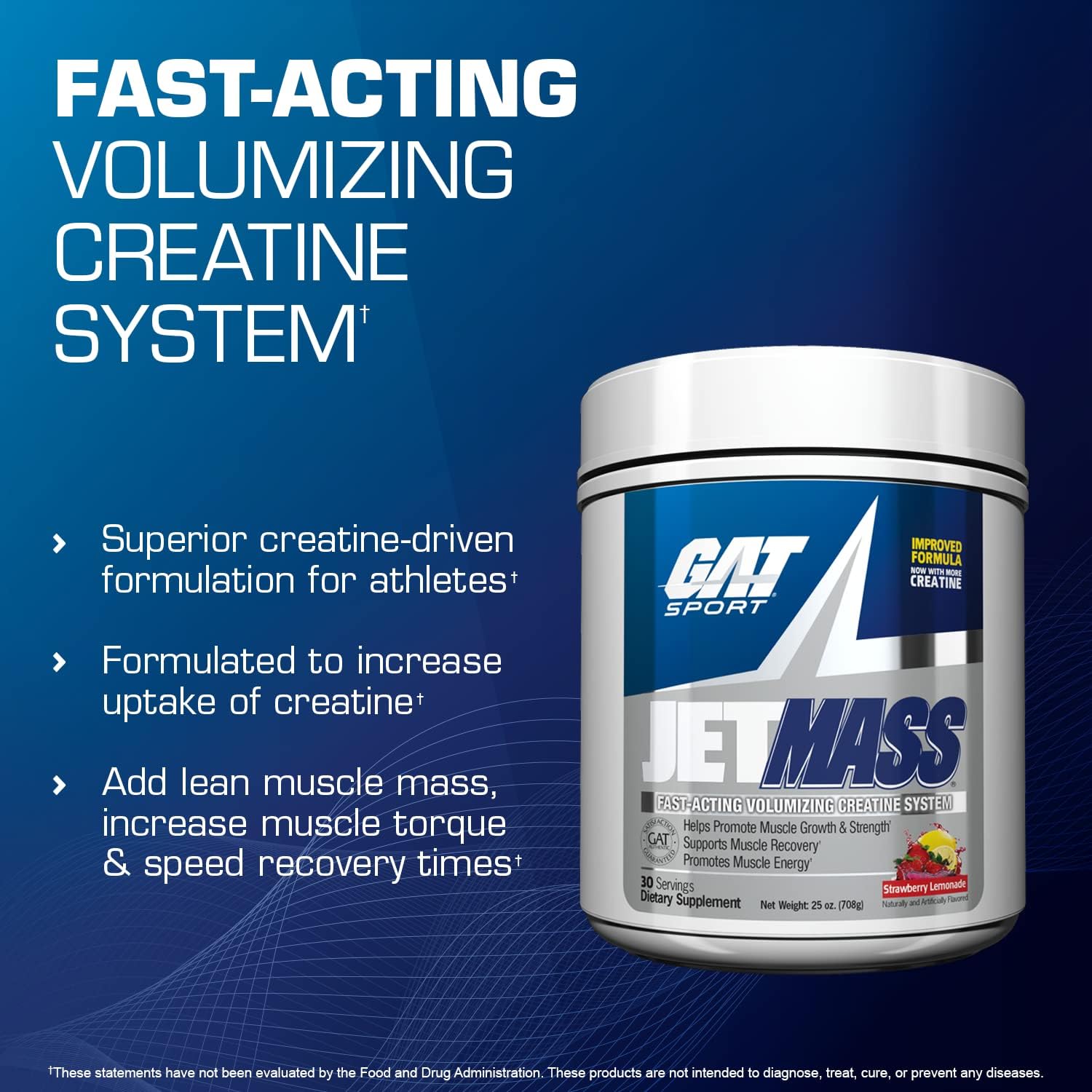 GAT Sport JetMass Creatine Powder, 30 Servings, Tropical Ice