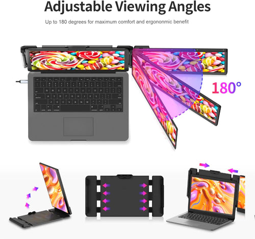 14" Dual Laptop Screen Extender – 1080P FHD, Plug & Play, USB-C/HDMI Compatible