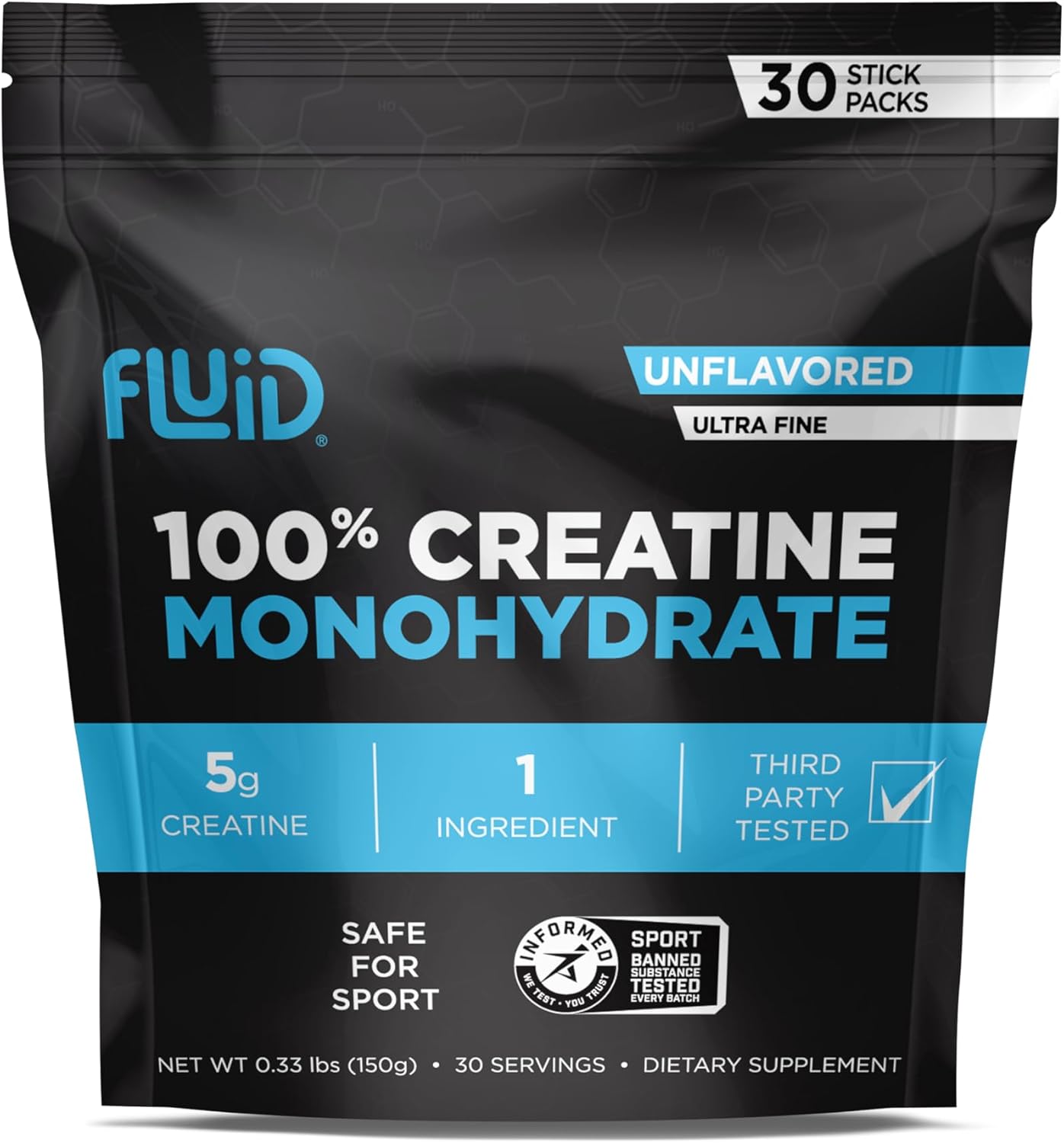 Fluid Creatine Monohydrate 5g, Ultra-Fine, 30 Servings