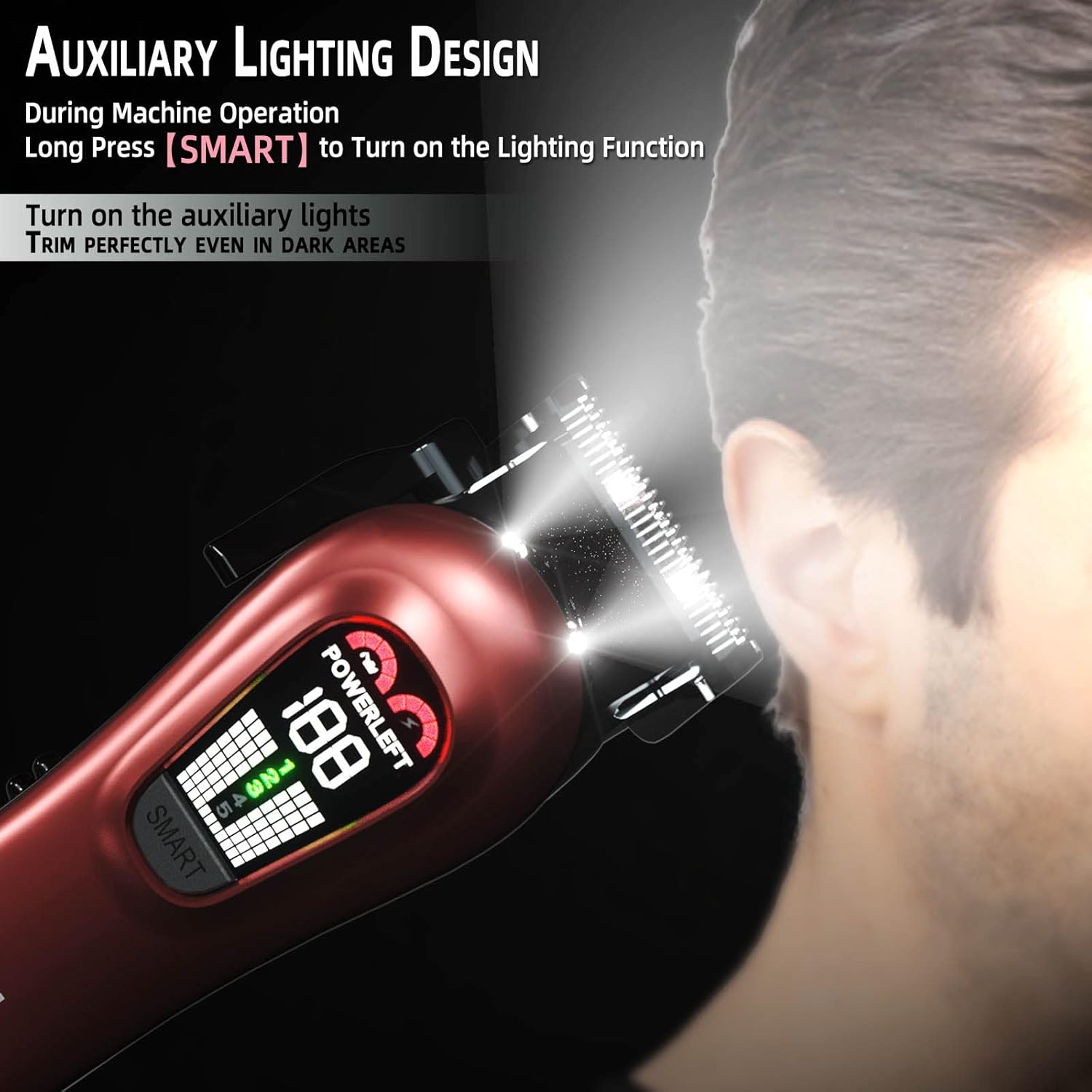 TCMKY Professional Hair Clippers for Men – Cordless/Corded, Rechargeable Trimmer Kit (Red)