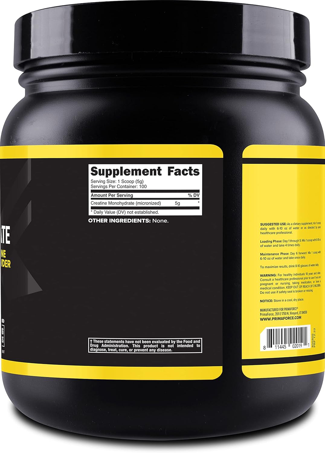 Primaforce Micronized Creatine Monohydrate, 500g Powder
