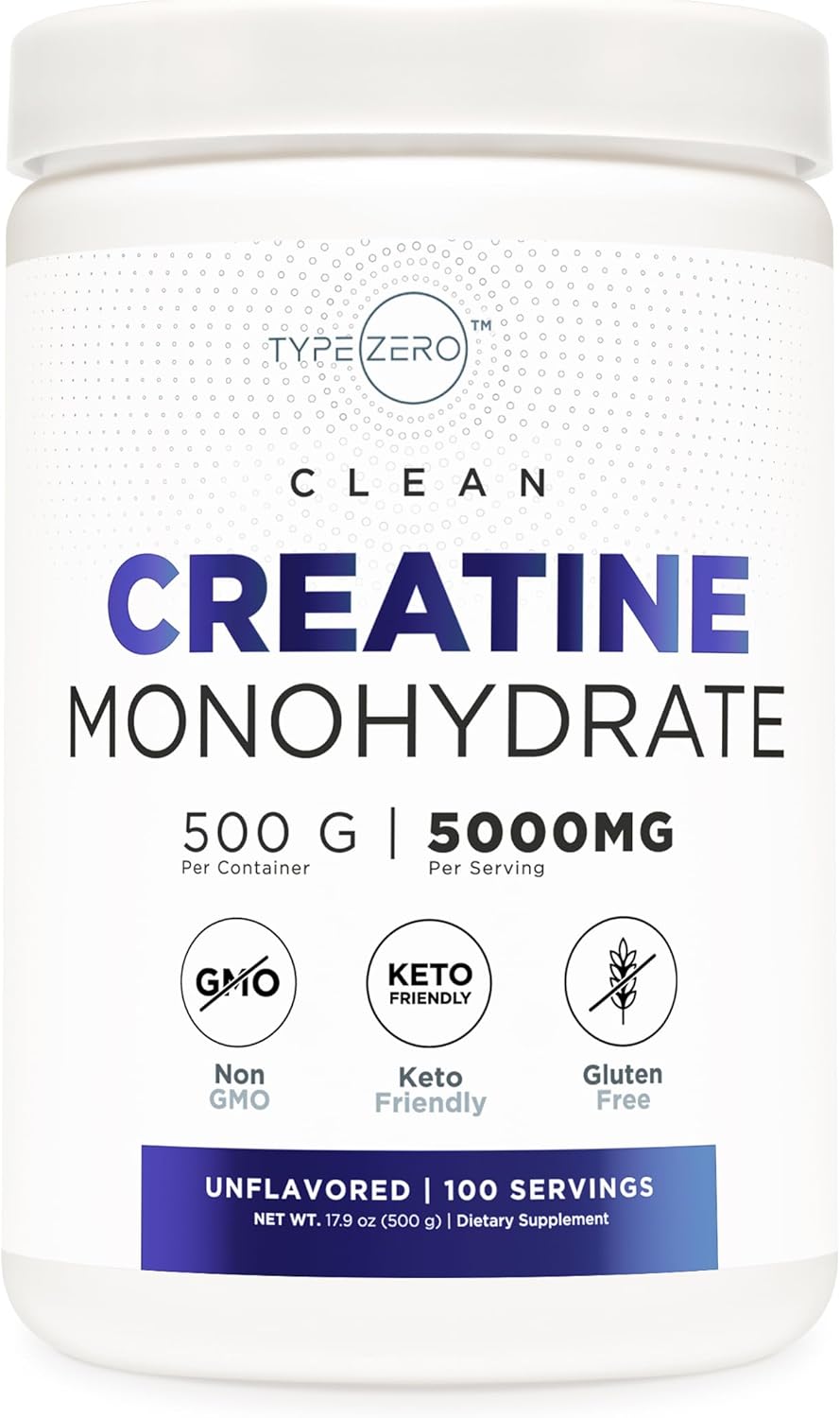 Type Zero Creatine Monohydrate, 500g, Micronized, Unflavored