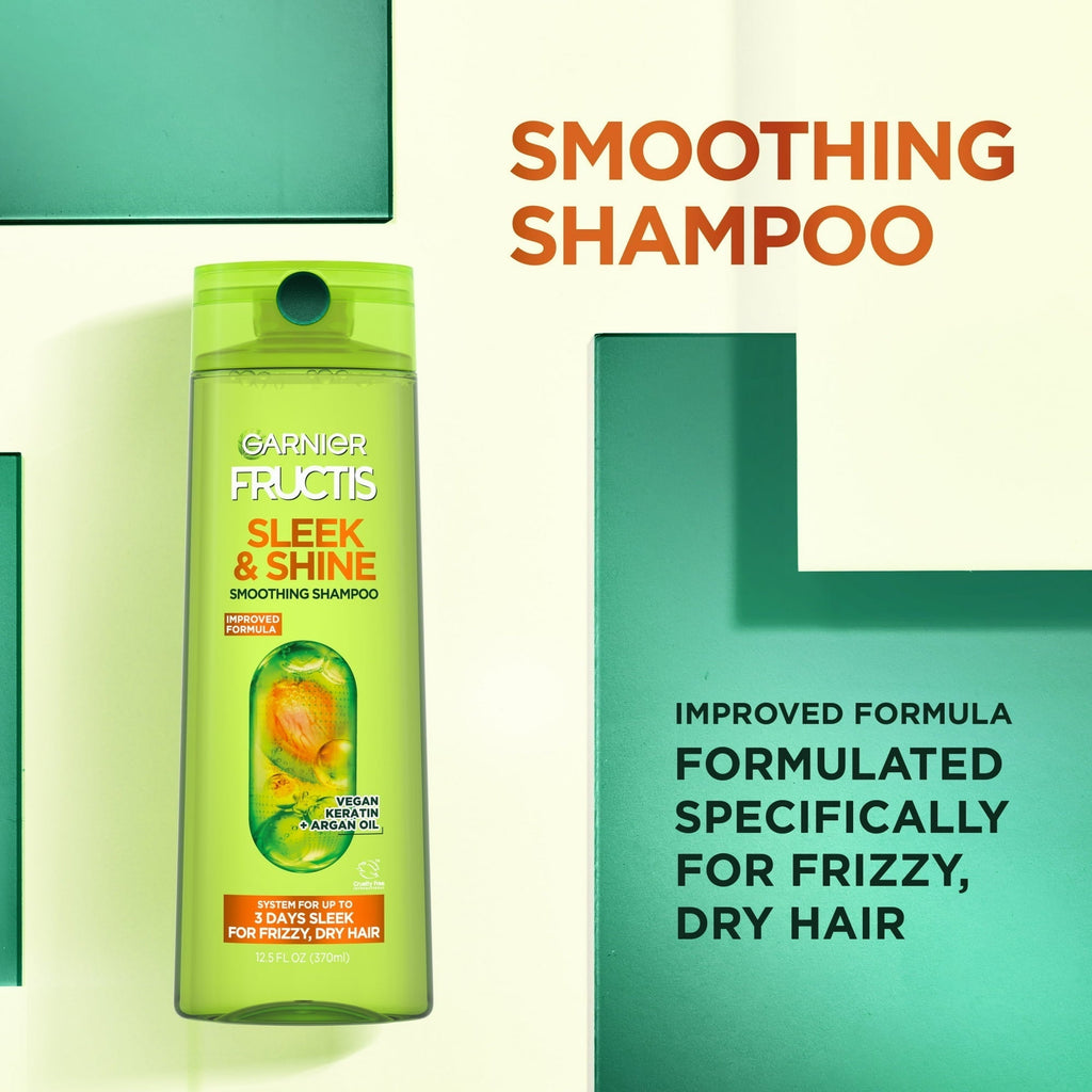Garnier Fructis Sleek and Shine Fortifying Shampoo for Frizzy, Dry Hair, 12.5 fl oz