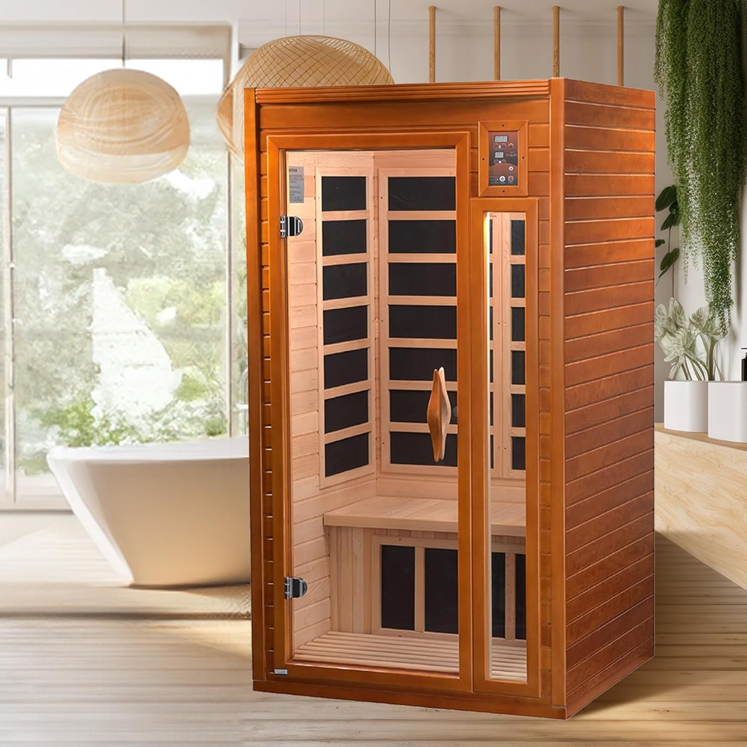 DYNAMIC SAUNAS 2-Person Home Sauna with Infrared Lighting and Integrated Speakers, Barcelona - Personal Indoor Luxury Spa for House and Gym