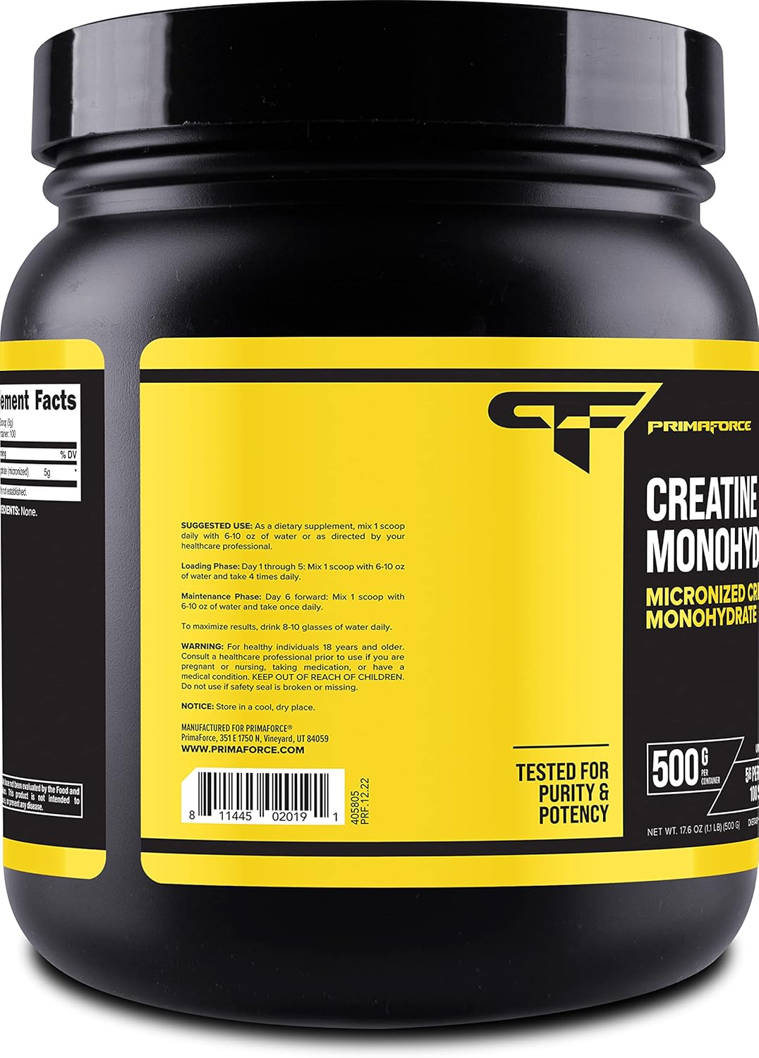 Primaforce Micronized Creatine Monohydrate, 500g Powder