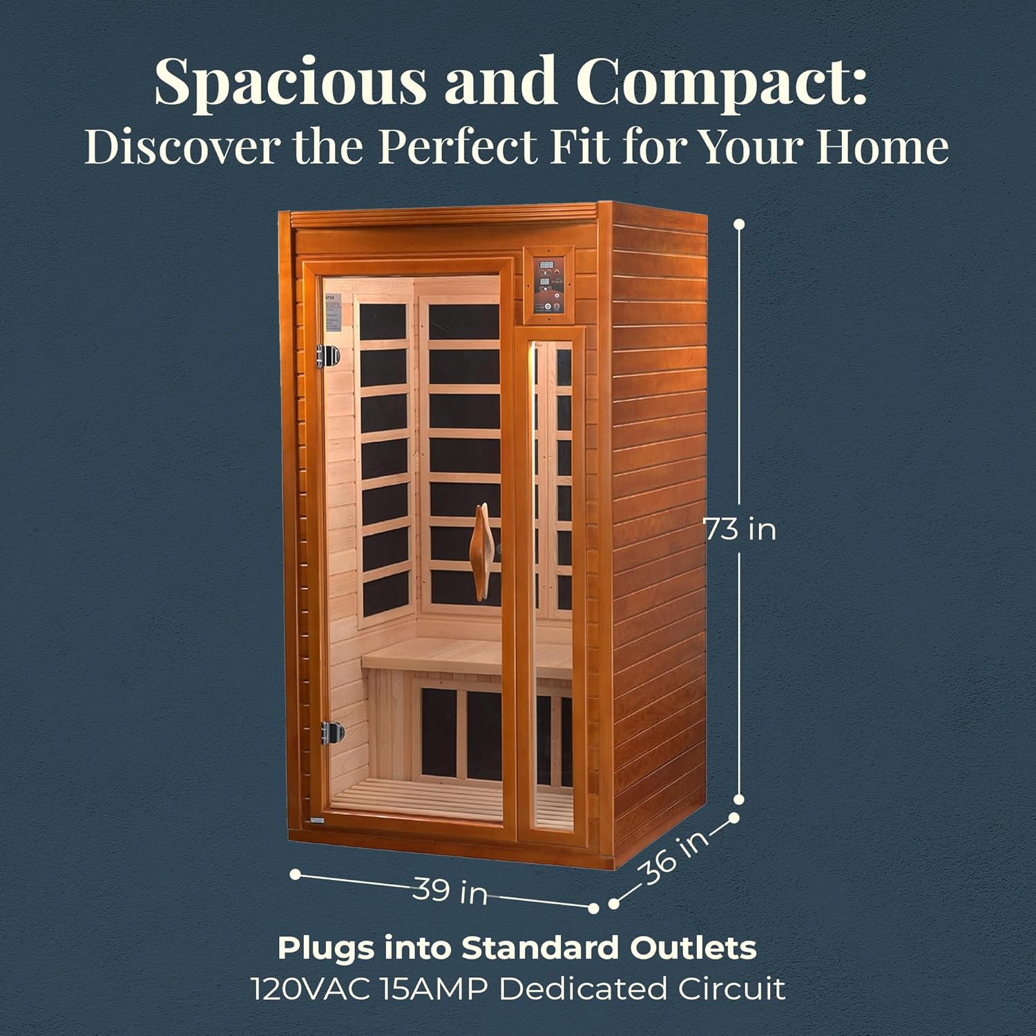 DYNAMIC SAUNAS 2-Person Home Sauna with Infrared Lighting and Integrated Speakers, Barcelona - Personal Indoor Luxury Spa for House and Gym
