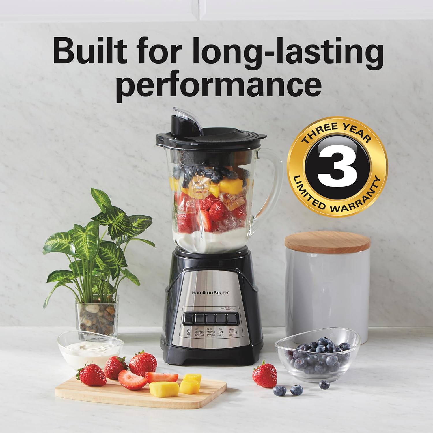 Hamilton Beach Power Elite Blender – 700W, 12 Functions, 40oz Glass Jar (58148A)