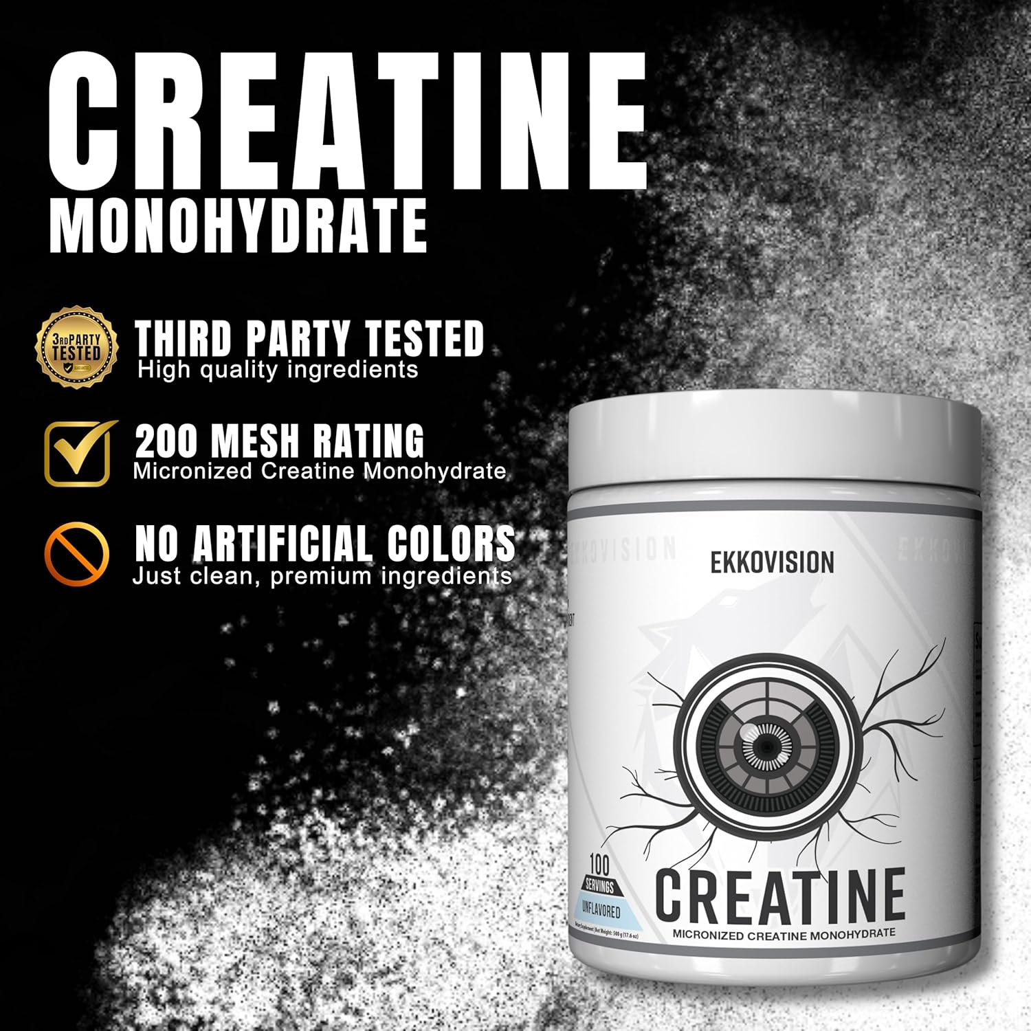 Ekkovision Creatine Monohydrate, 100 Servings, Unflavored