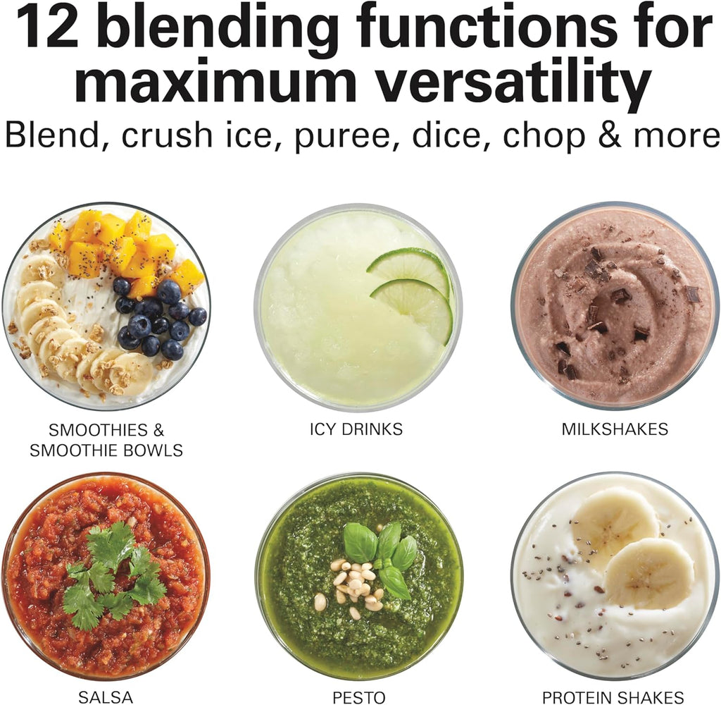 Hamilton Beach Power Elite Blender – 700W, 12 Functions, 40oz Glass Jar (58148A)