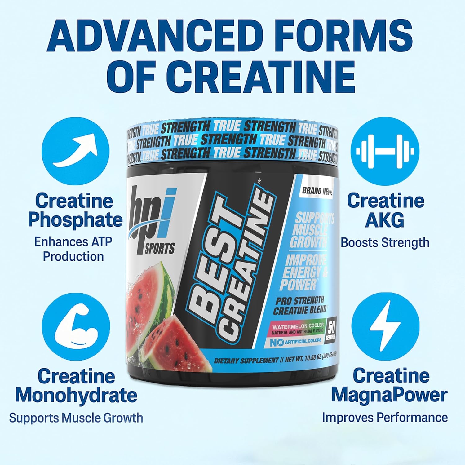 BPI Sports Best Creatine Powder, 50 Servings, Watermelon Flavor