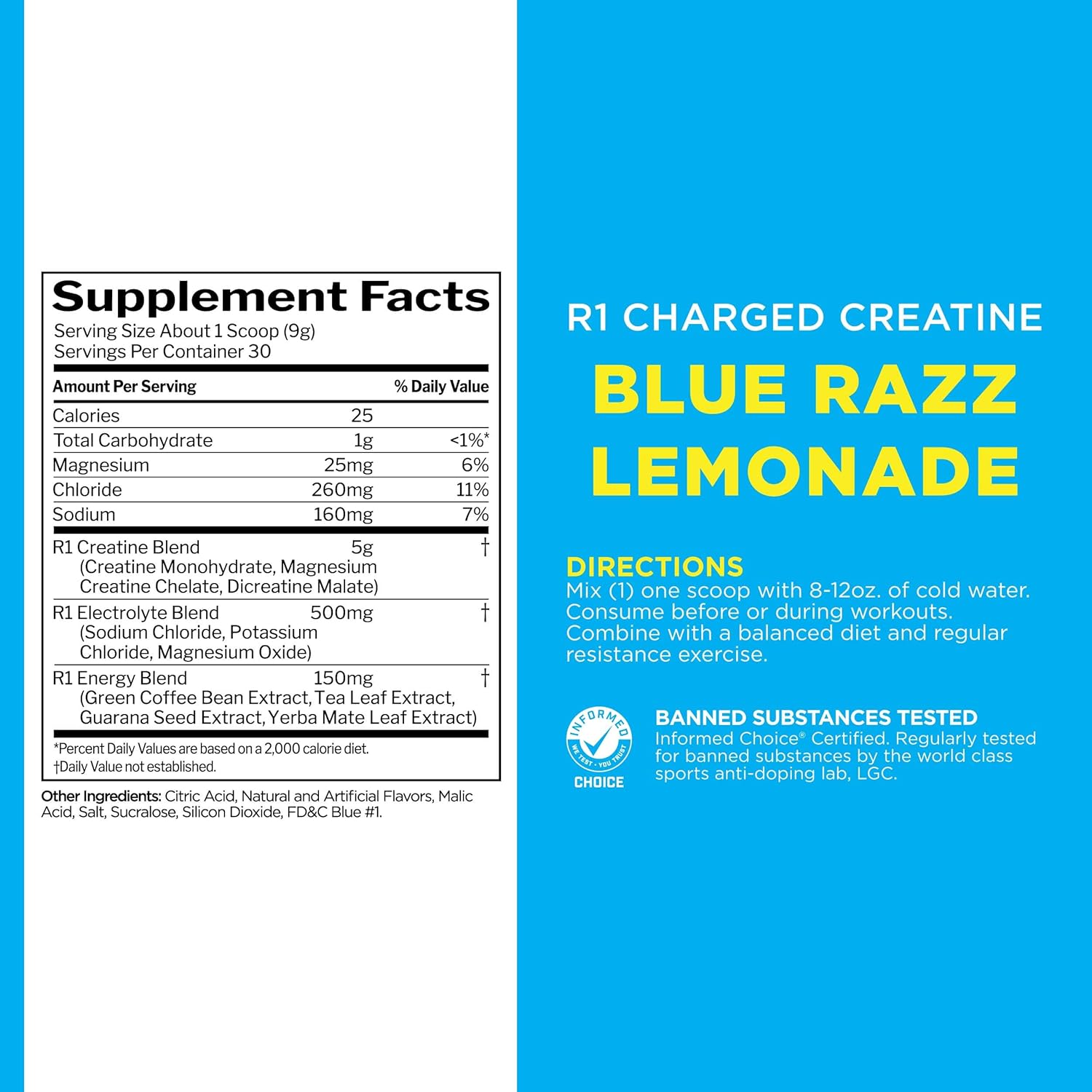 Rule 1 Charged Creatine, 30 Servings, Blue Razz Lemonade