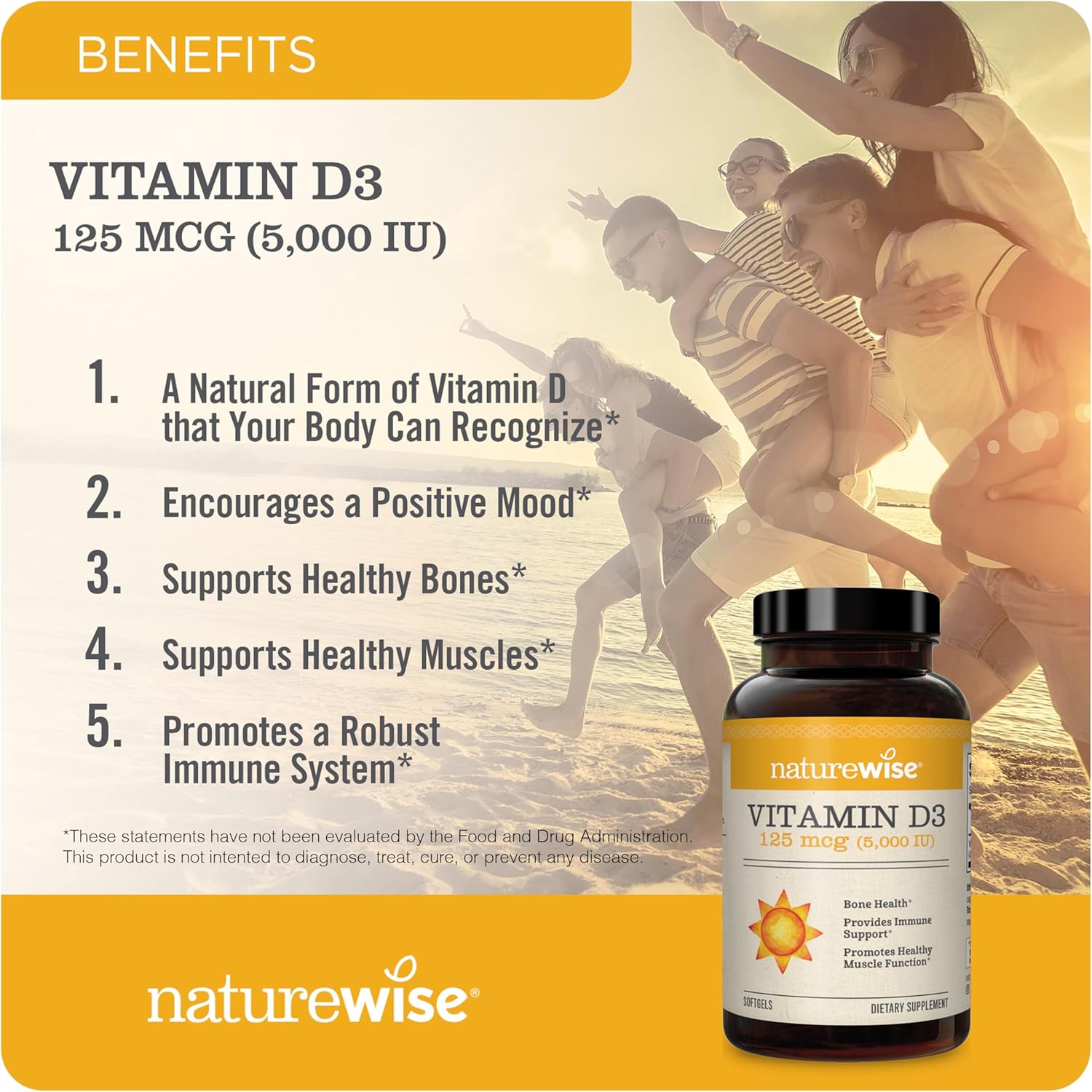 NatureWise Vitamin D3 5000iu – 360 Softgels for Immunity & Bone Health