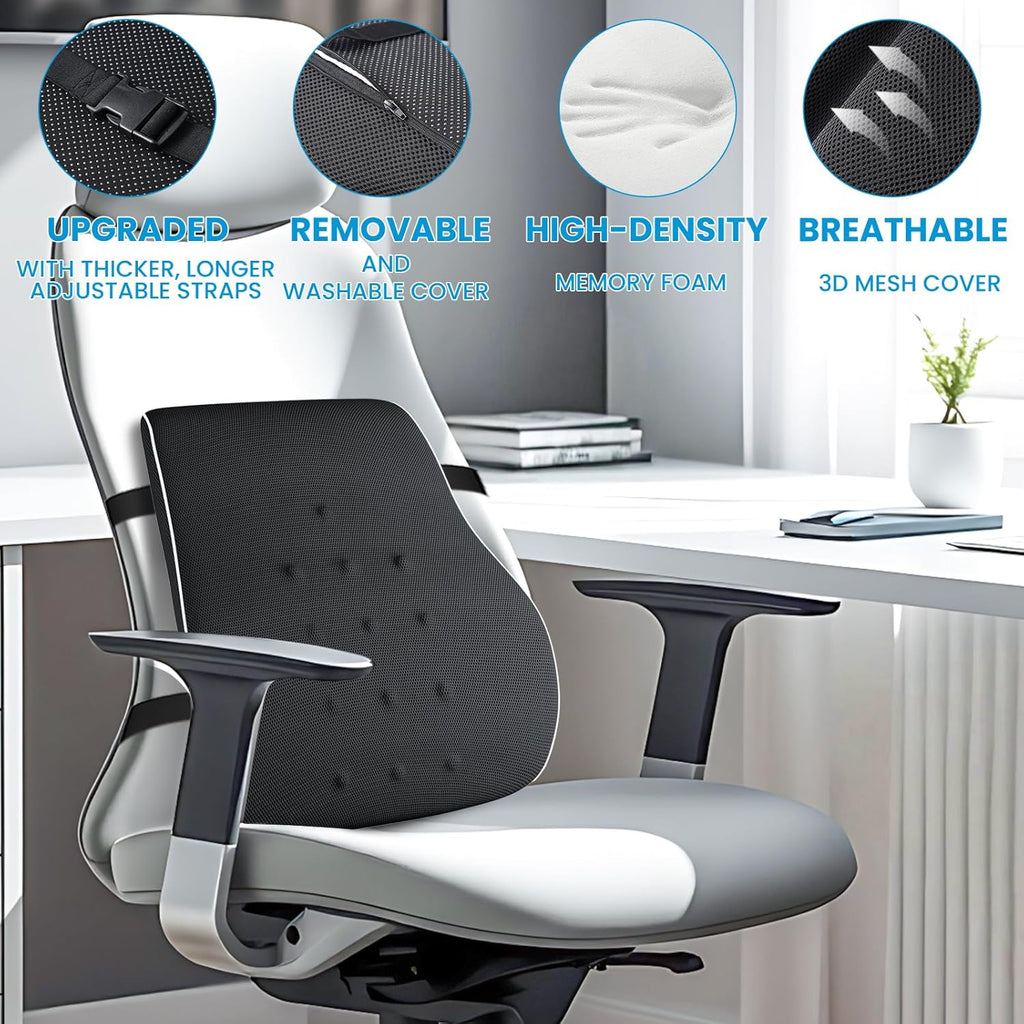 QUTOOL Memory‑Foam Lumbar Support Pillow with Breathable Mesh Cover