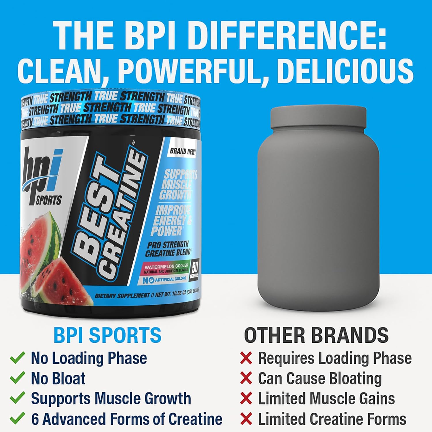 BPI Sports Best Creatine Powder, 50 Servings, Watermelon Flavor