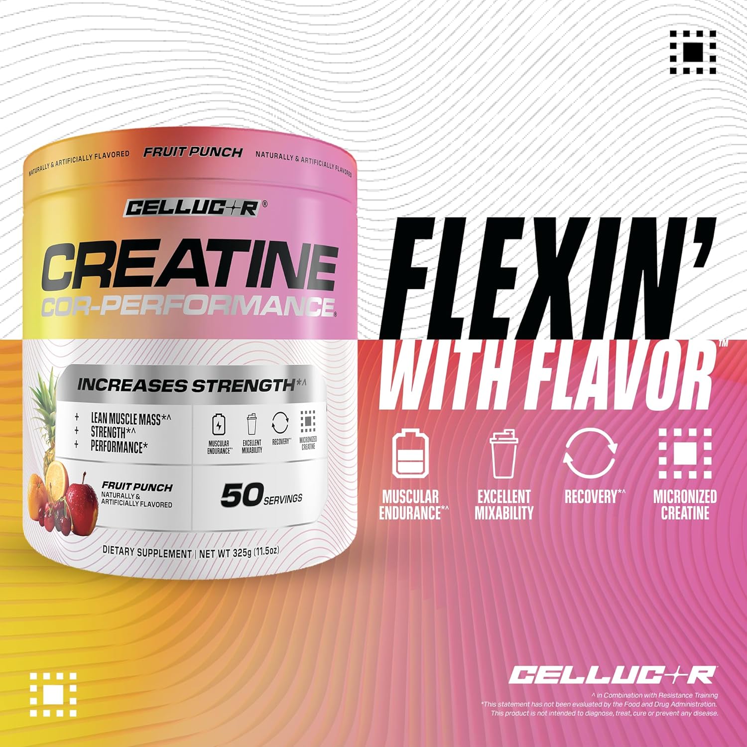 Cellucor Creatine Powder, 50 Fruit Punch Servings, Micronized