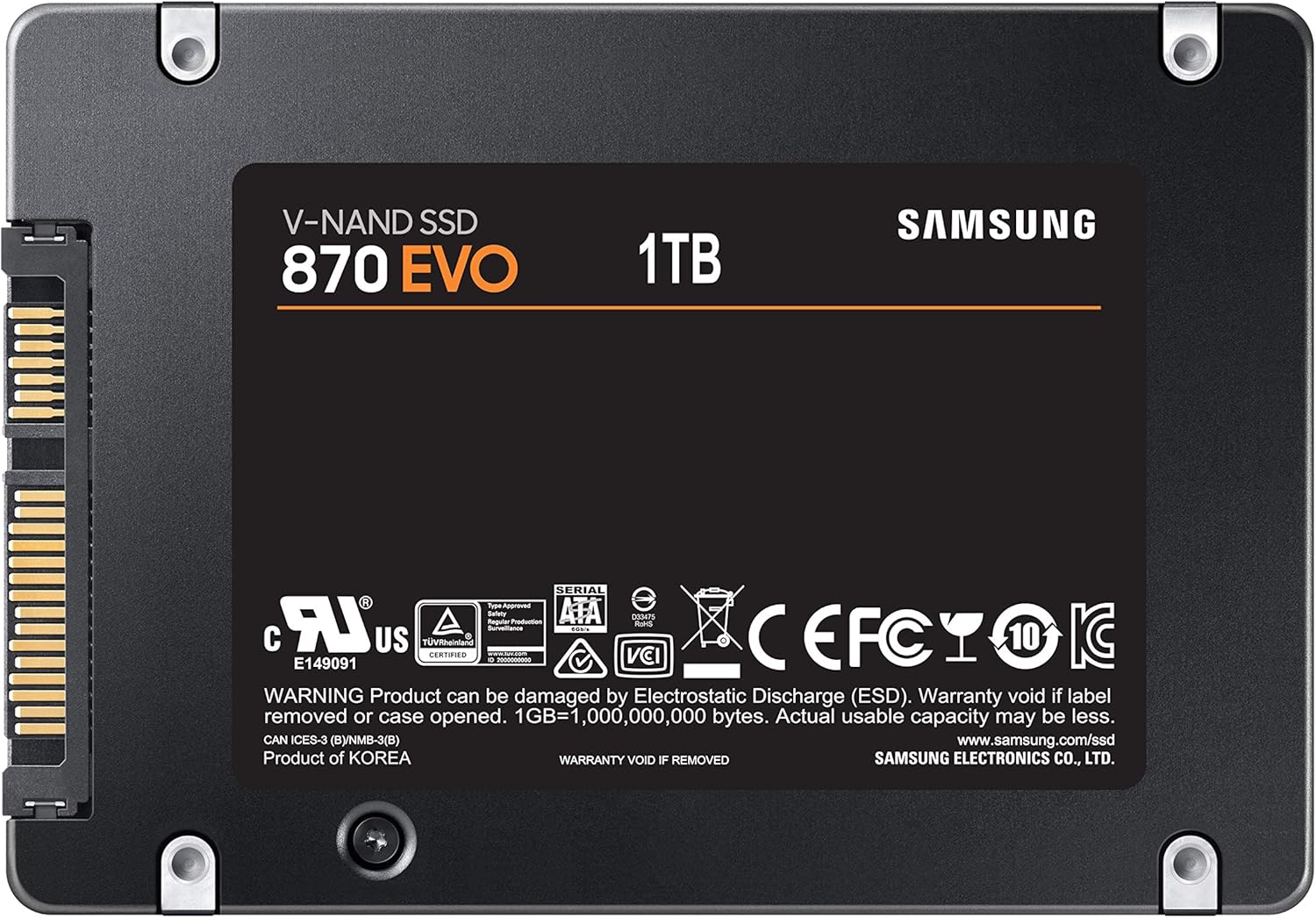 Samsung 870 EVO 1TB SSD – 2.5" SATA III Internal Solid State Drive