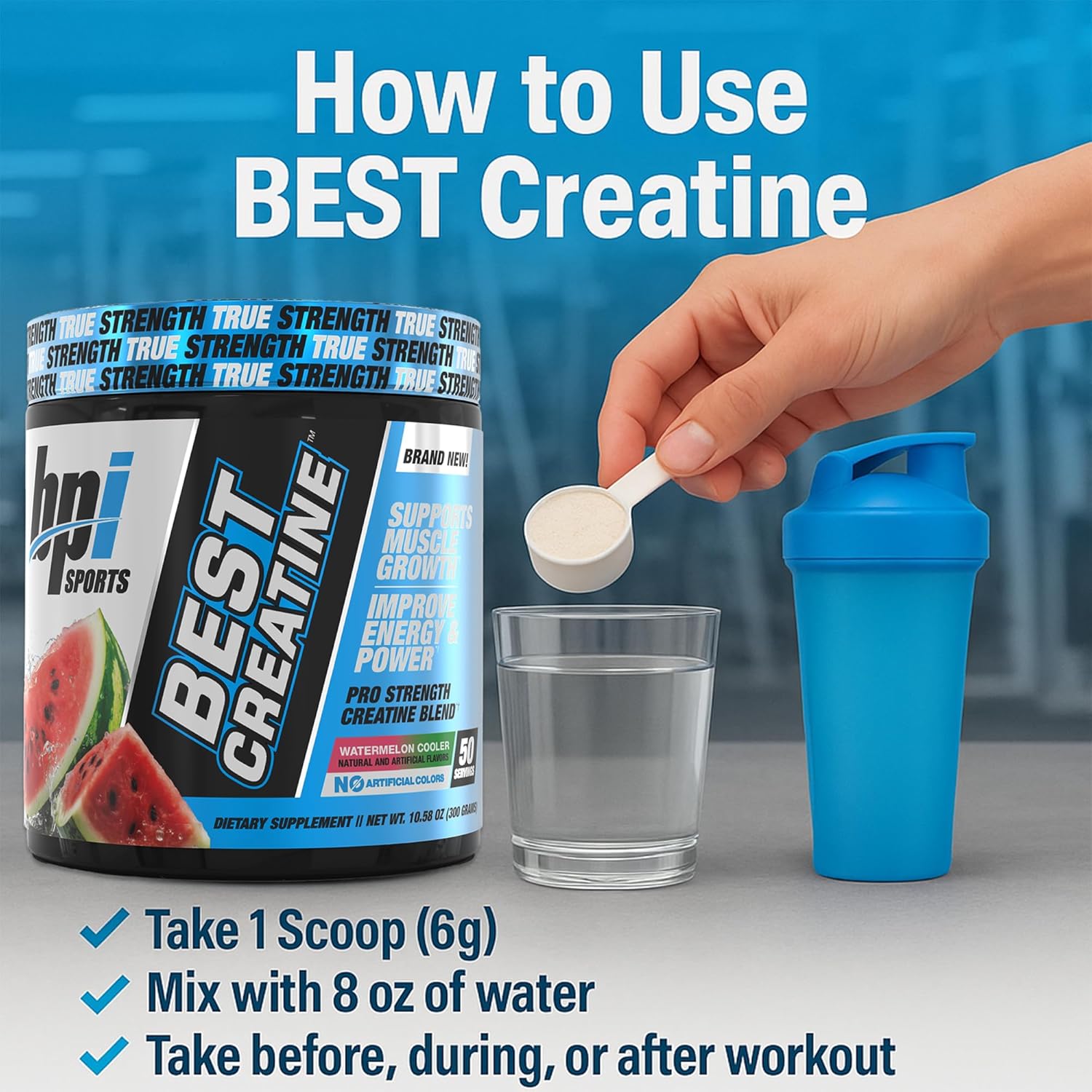 BPI Sports Best Creatine Powder, 50 Servings, Watermelon Flavor