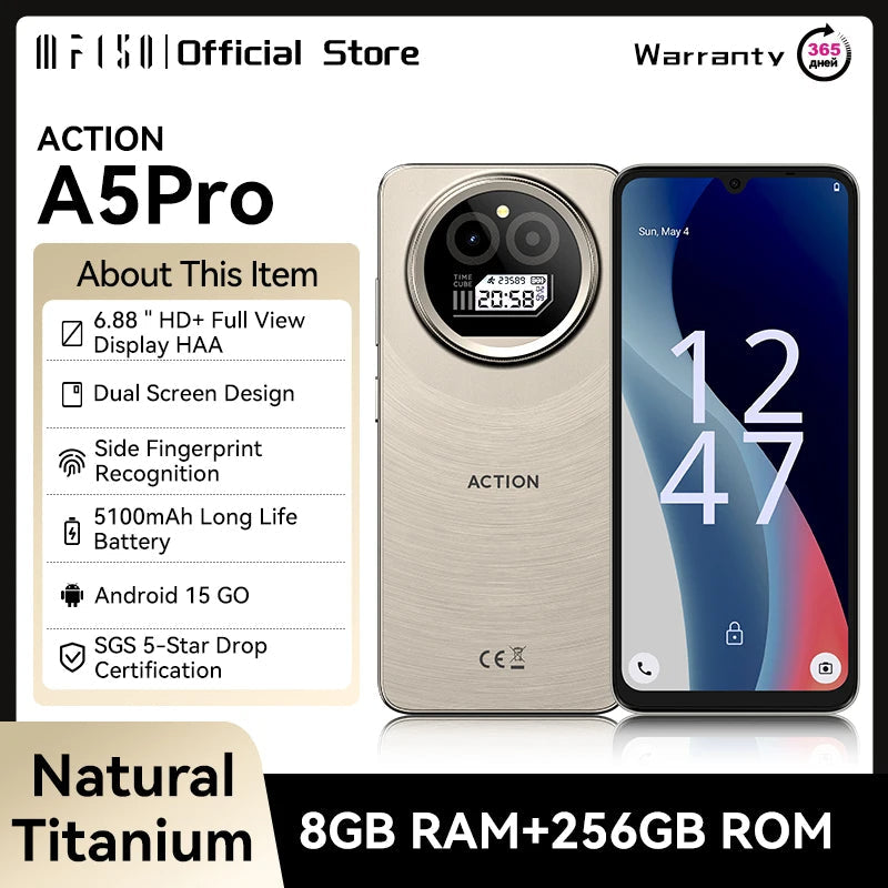 IIIF150 Action A5Pro Android Phone, 8GB RAM, 256GB, Dual Screen