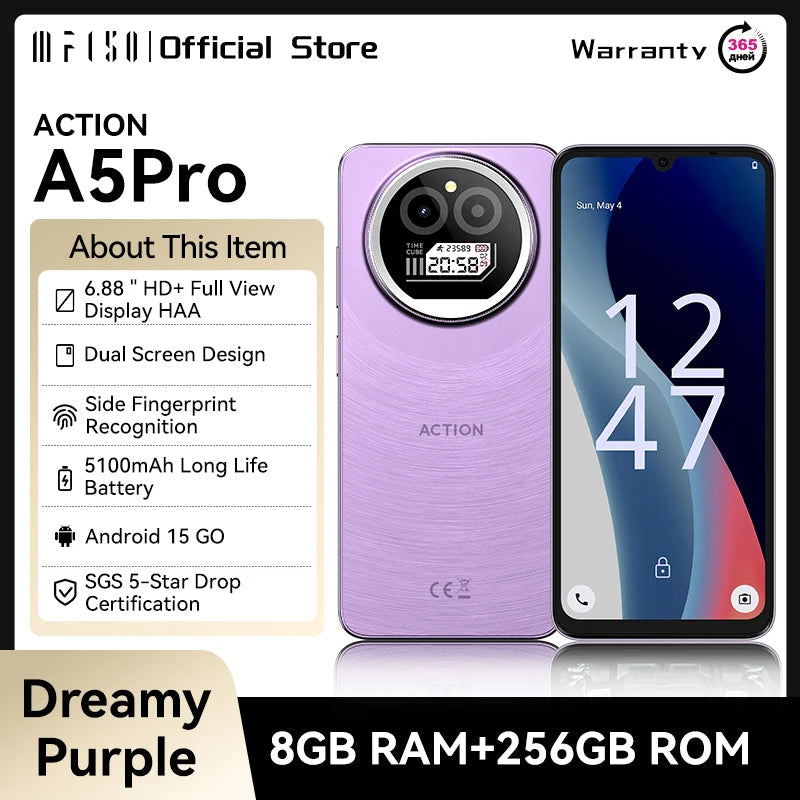 IIIF150 Action A5Pro Android Phone, 8GB RAM, 256GB, Dual Screen