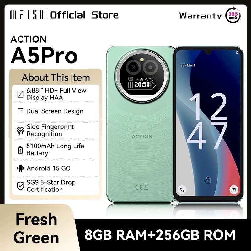 IIIF150 Action A5Pro Android Phone, 8GB RAM, 256GB, Dual Screen