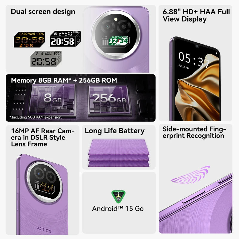 IIIF150 Action A5Pro Android Phone, 8GB RAM, 256GB, Dual Screen
