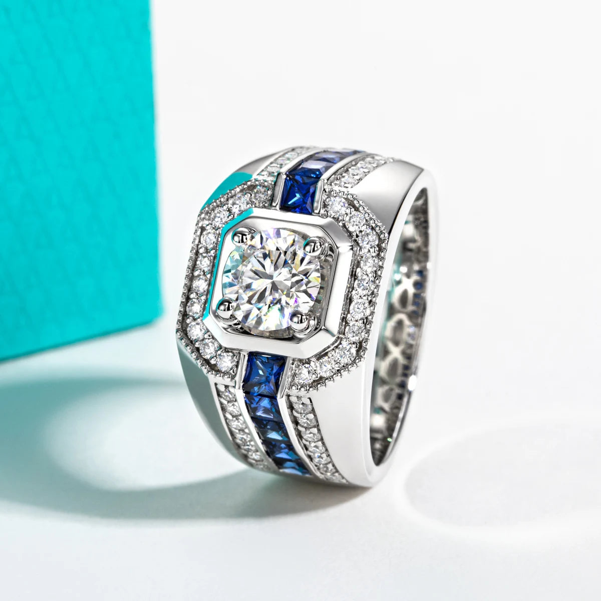AnuJewel 1ct D Color Moissanite Ring, 925 Sterling Silver, Gold Plated