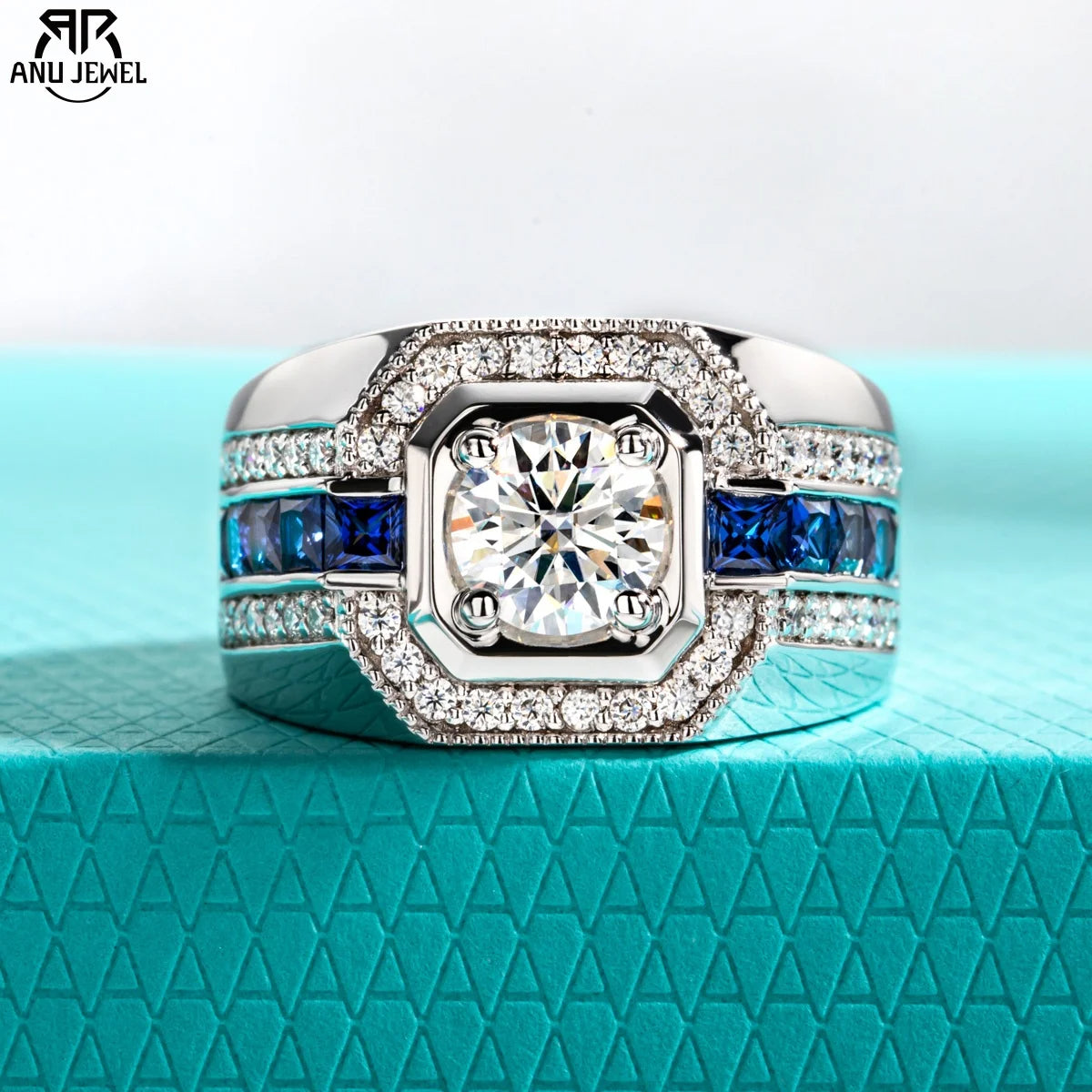 AnuJewel 1ct D Color Moissanite Ring, 925 Sterling Silver, Gold Plated