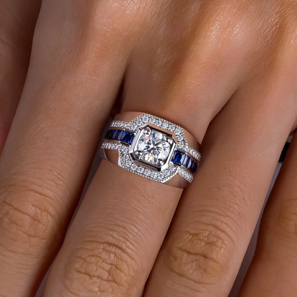 AnuJewel 1ct D Color Moissanite Ring, 925 Sterling Silver, Gold Plated