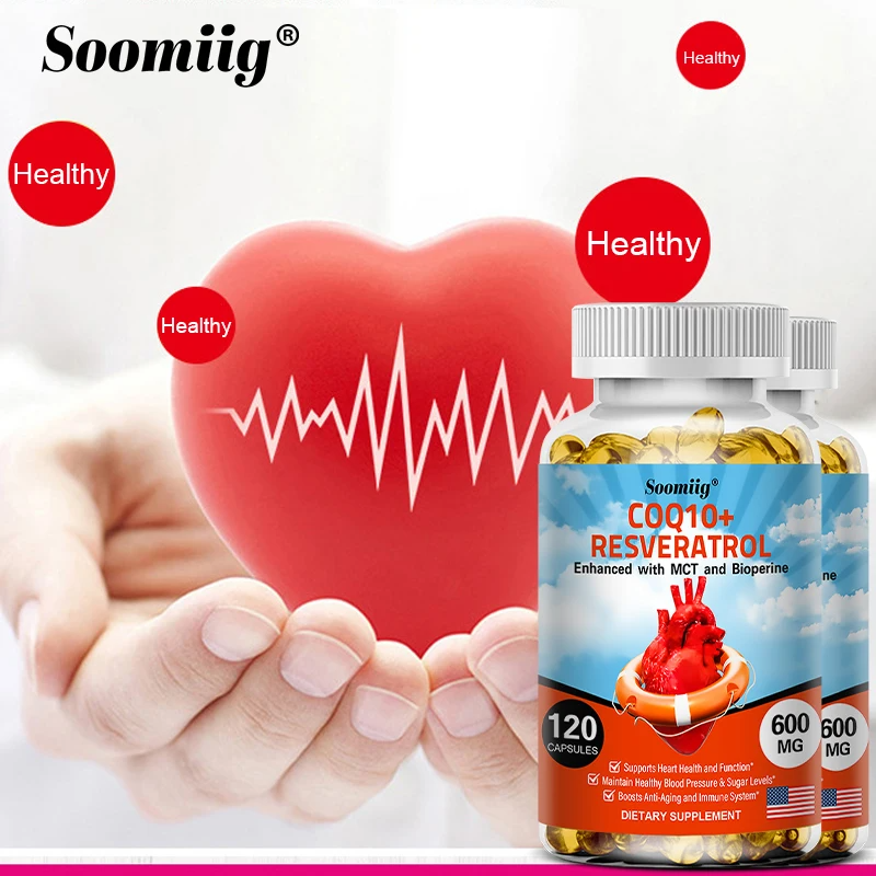 CoQ10 + Resveratrol Capsules – 120 Count, Heart & Energy Support