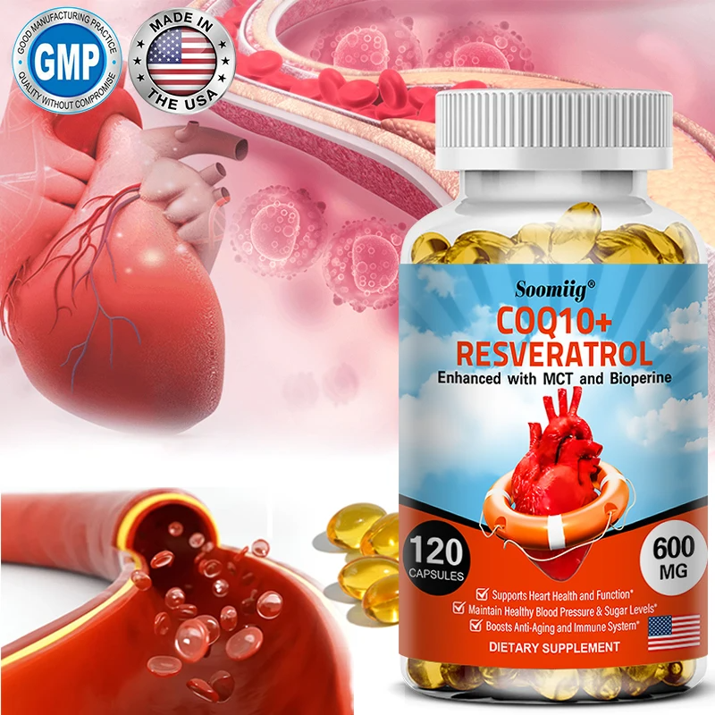 CoQ10 + Resveratrol Capsules – 120 Count, Heart & Energy Support
